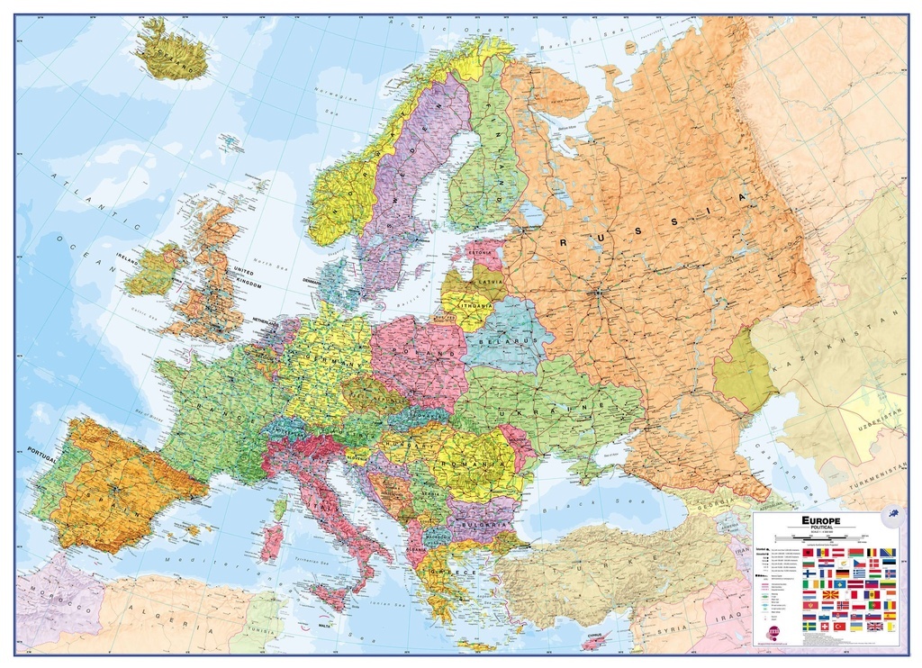 Inferieur Oost Timor Vochtig Wandkaart Europa - Europe Huge, 170 x 124 cm | Maps International |  9781903030554 | Reisboekwinkel De Zwerver