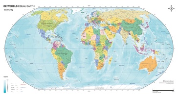Wereldkaart Equal Earth | Politiek Small | 100 x 56 cm | Kaarten en Atlassen.nl