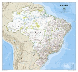 Wandkaart Brazil – Brazilië, 104 x 97 cm | National Geographic