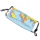 Mondkapje gezichtsmasker met wereldkaart gekleurd