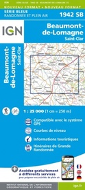 Wandelkaart - Topografische kaart 1942SB Beaumont-de-Lomagne | IGN - Institut Géographique National