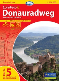 Fietskaart 5 Eurovelo 6 Donauradweg Passau - Linz - Wachau | BVA BikeMedia
