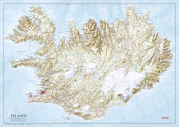 Wandkaart IJsland 157,5 x 112 cm | Ferdakort