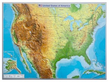 Reliëfkaart USA - Verenigde Staten met voelbaar 3D reliëf | 57 x 77 cm | GeoRelief