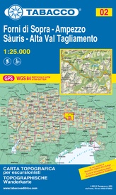 Wandelkaart 002 Forni di Sopra - Ampezzo - Sauris - Alta Val Tagliamento  | Tabacco Editrice