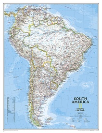 Wandkaart Zuid Amerika, politiek, 91 x 117 cm | National Geographic