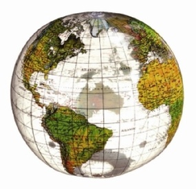 Opblaasbare wereldbol - globe Aarde Transparant | Harlekijn