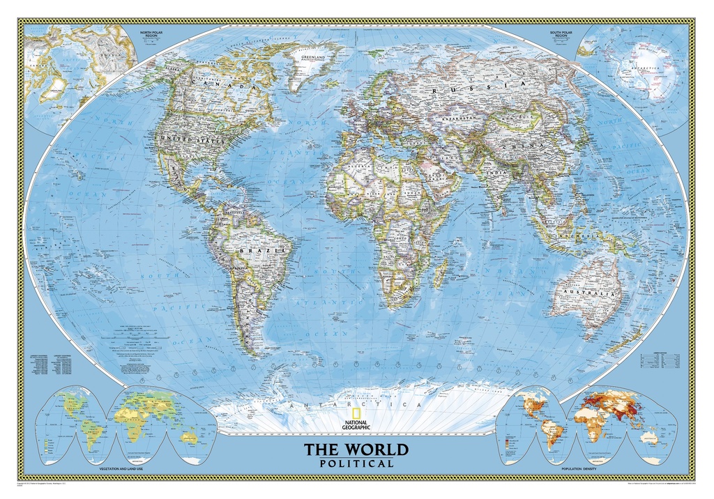 Magneetbord - Wereldkaart 82PM politiek, 110 x 77 cm | National Geographic | 0425634139047 | Reisboekwinkel De