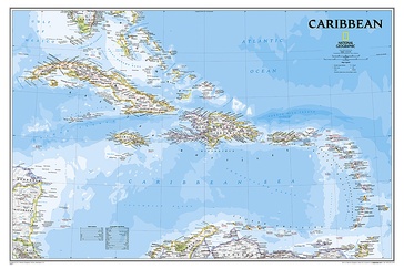 Wandkaart Caribbean – Caraïben, 91 x 61 cm | National Geographic