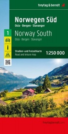 Wegenkaart - landkaart 01 Noorwegen Zuid Oslo - Bergen - Stavanger, Norwegen Süd | Freytag & Berndt