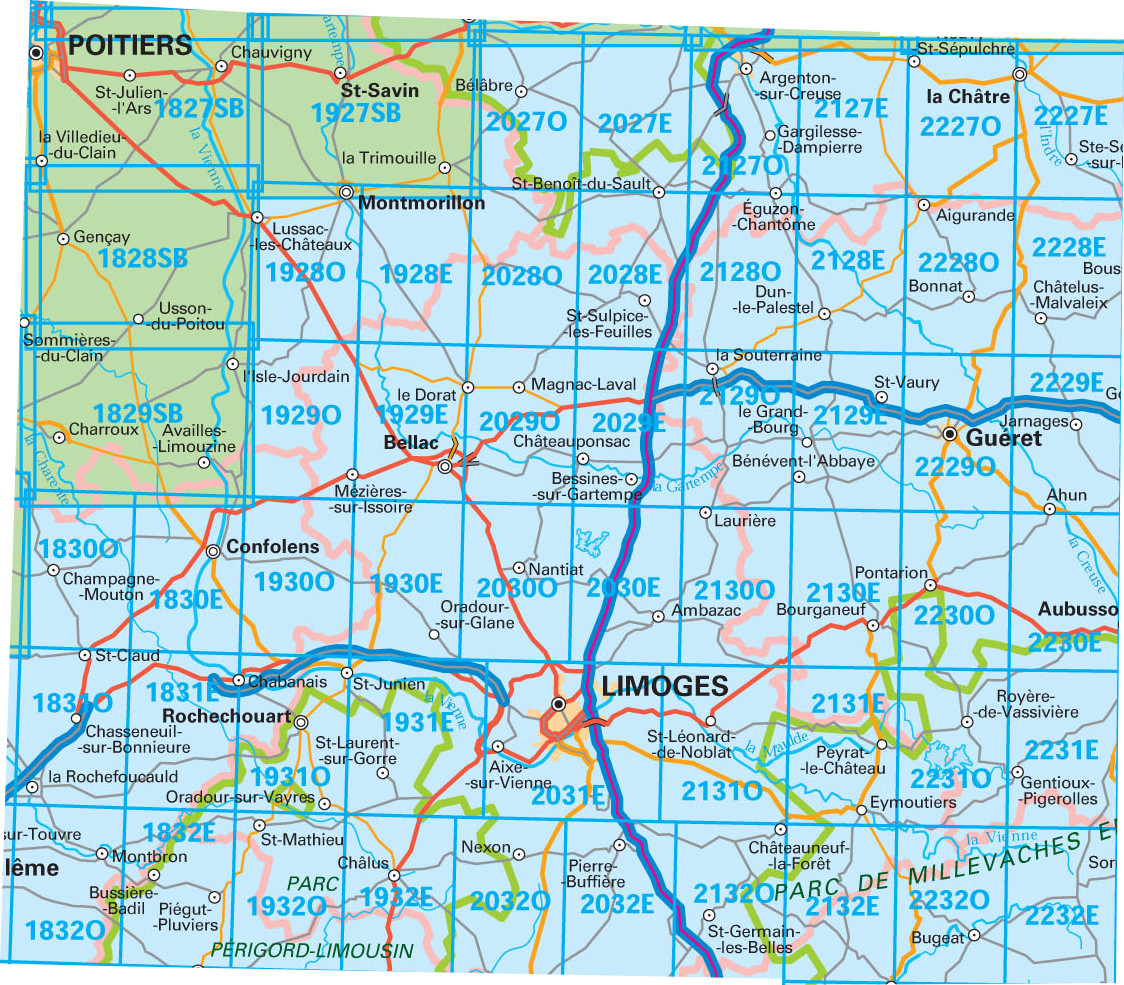 Topografische kaarten IGN 25.000 Limousin - Limoges