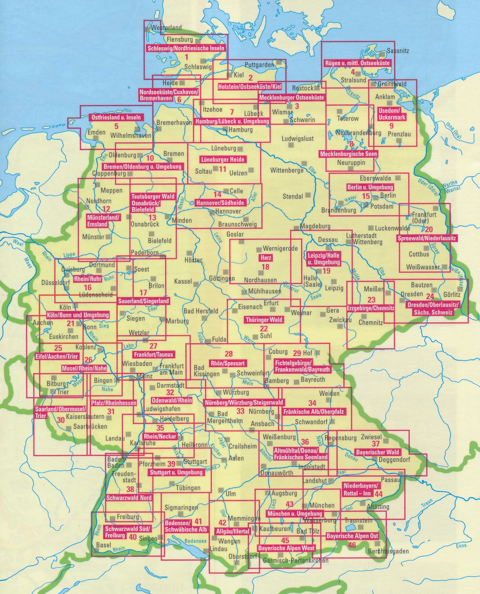 St Traditioneel Blauw Wegenkaarten - Duitsland | Reisboekwinkel De Zwerver