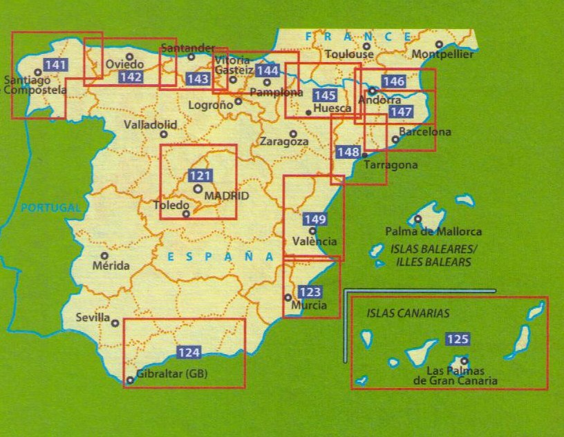Overzichten wegenkaarten Spanje