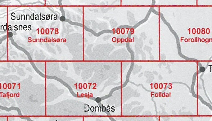Overzicht topografische kaarten Noorwegen Dovrefjell 1:50.000 Norge Serien