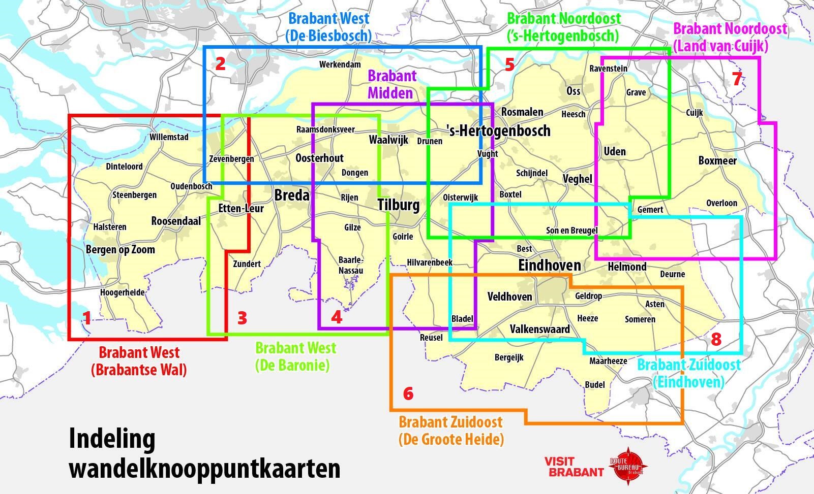 Overzicht Visit Brabant Wandelkaarten 1:40.000