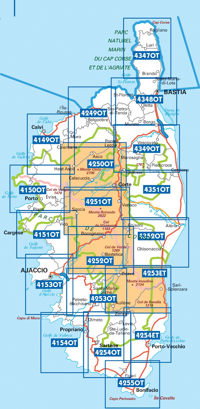 Wandelkaarten IGN 25.000 Corsica