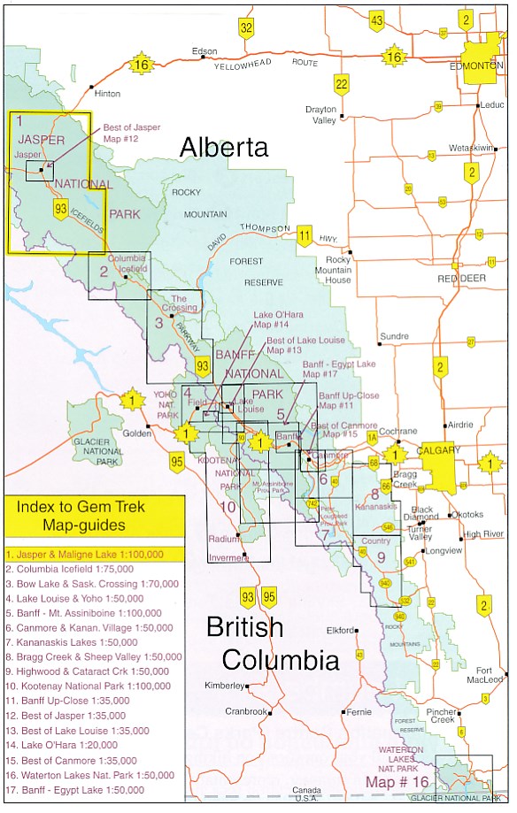 Overzicht Gem trek wandelkaarten British Columbia