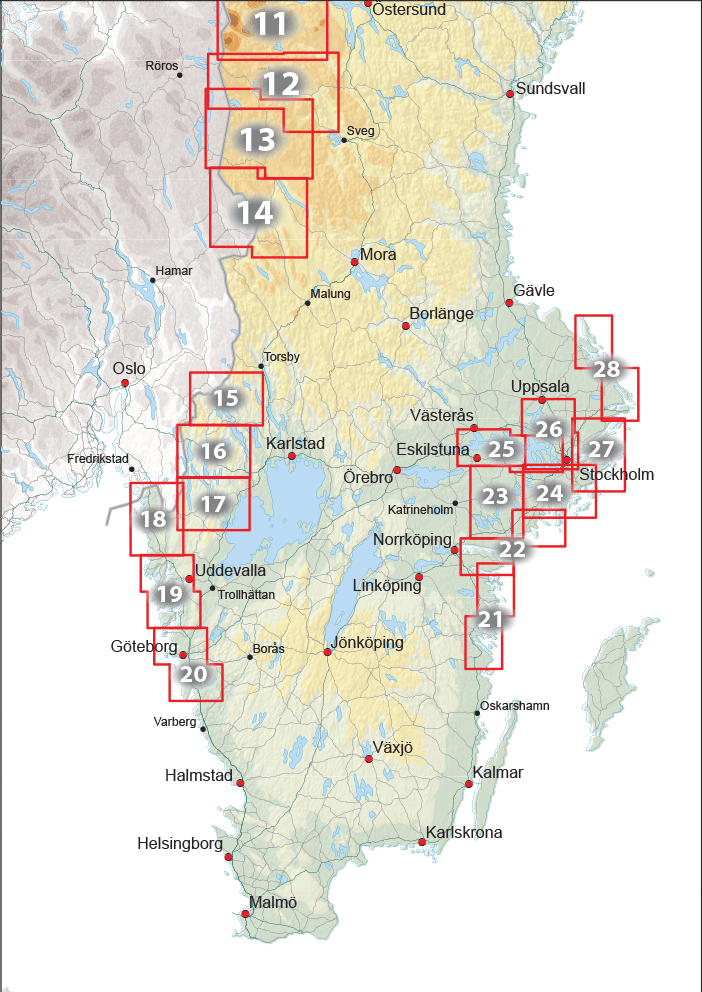 Overzicht Outdoorkaarten Norstedts 50.000 Zuid Zweden