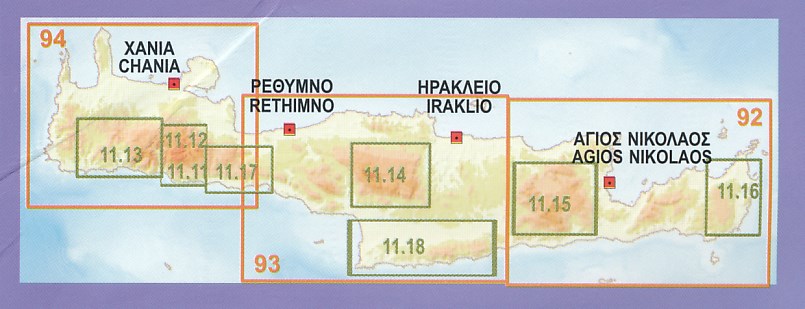 Overzicht Anavasi 25.000 en 100.000 kaarten Kreta