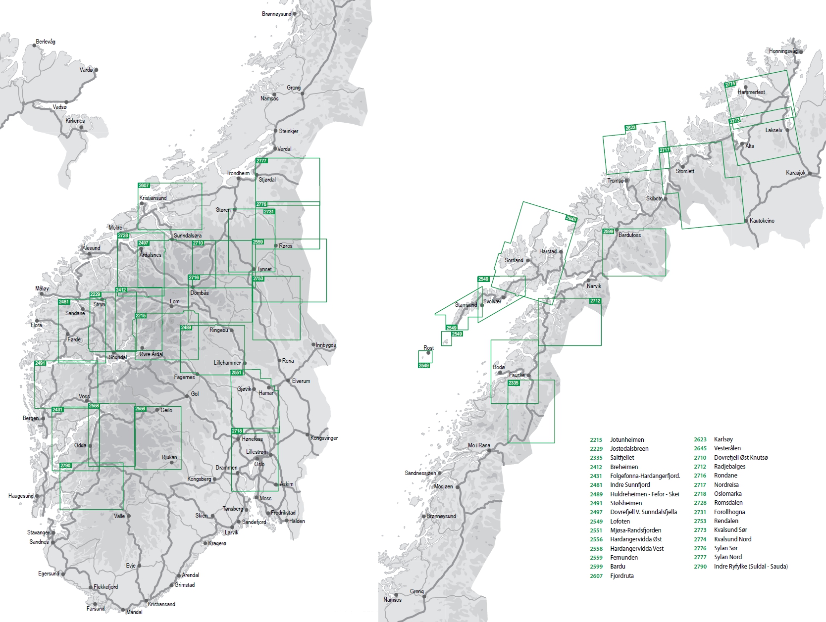 Wandelkaarten Noorwegen 1:100.000
