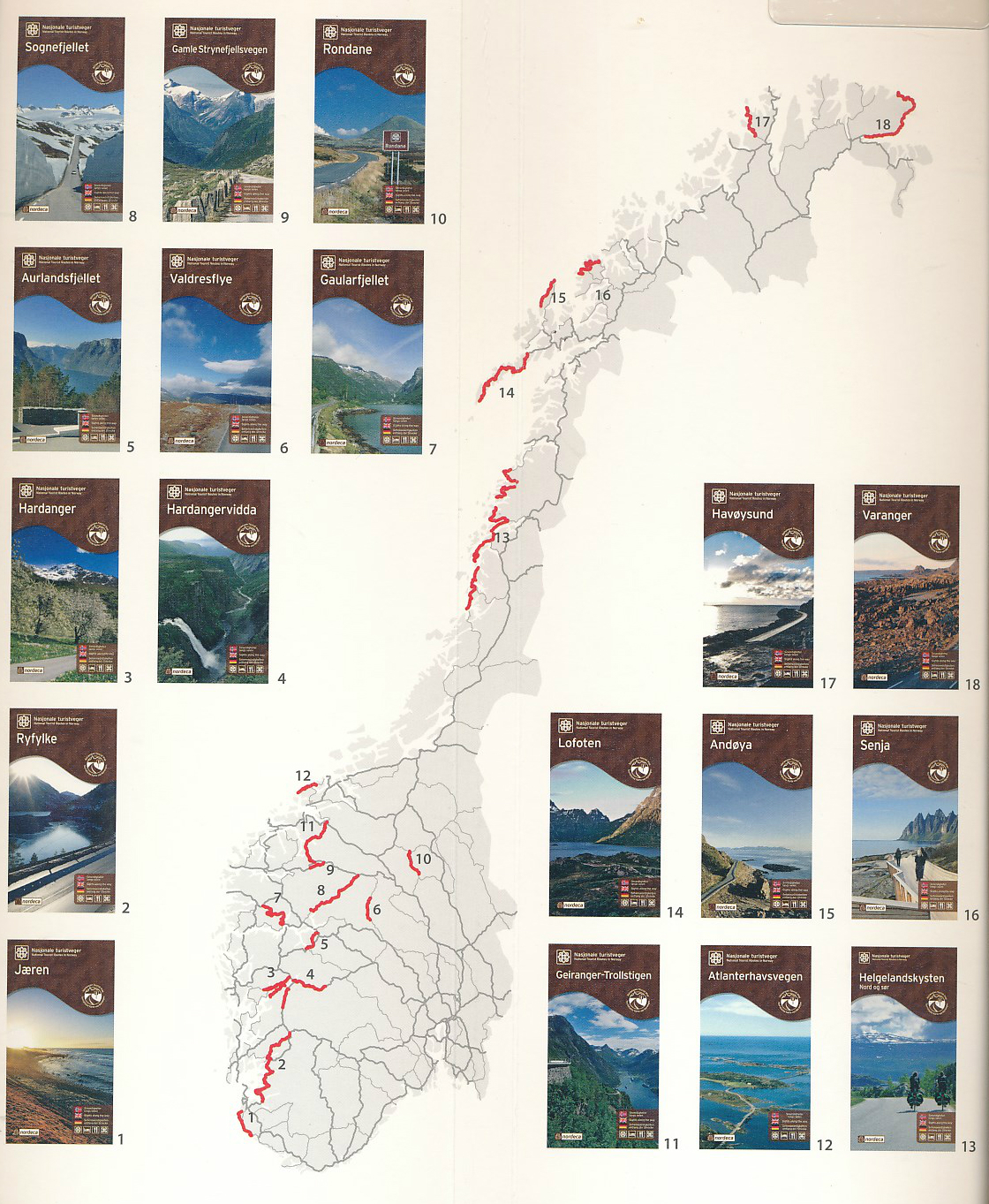 Overzichtskaart Nasjonale Turistveger