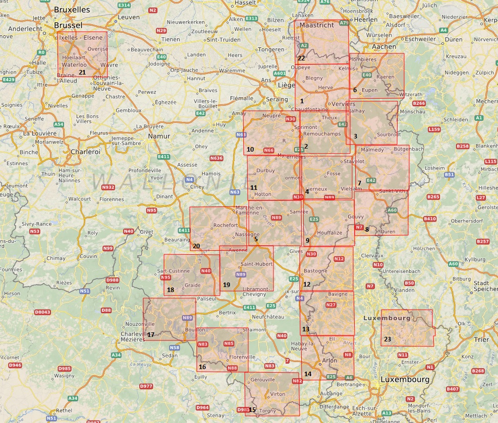 Overzicht kaarten Mini-Ardenne
