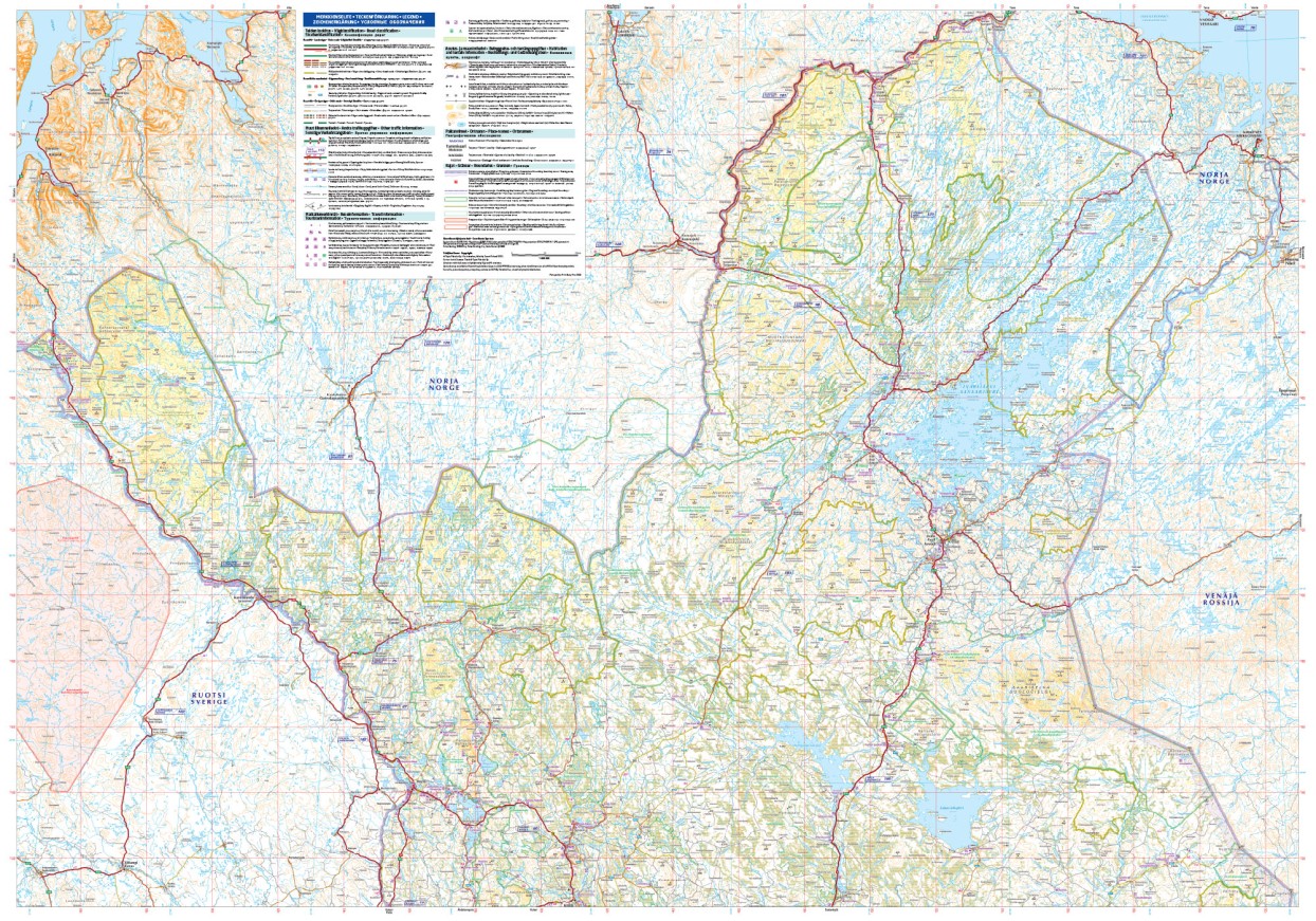 Wegenkaart Landkaart Pohjois Suomi Lapland Noord Finland 