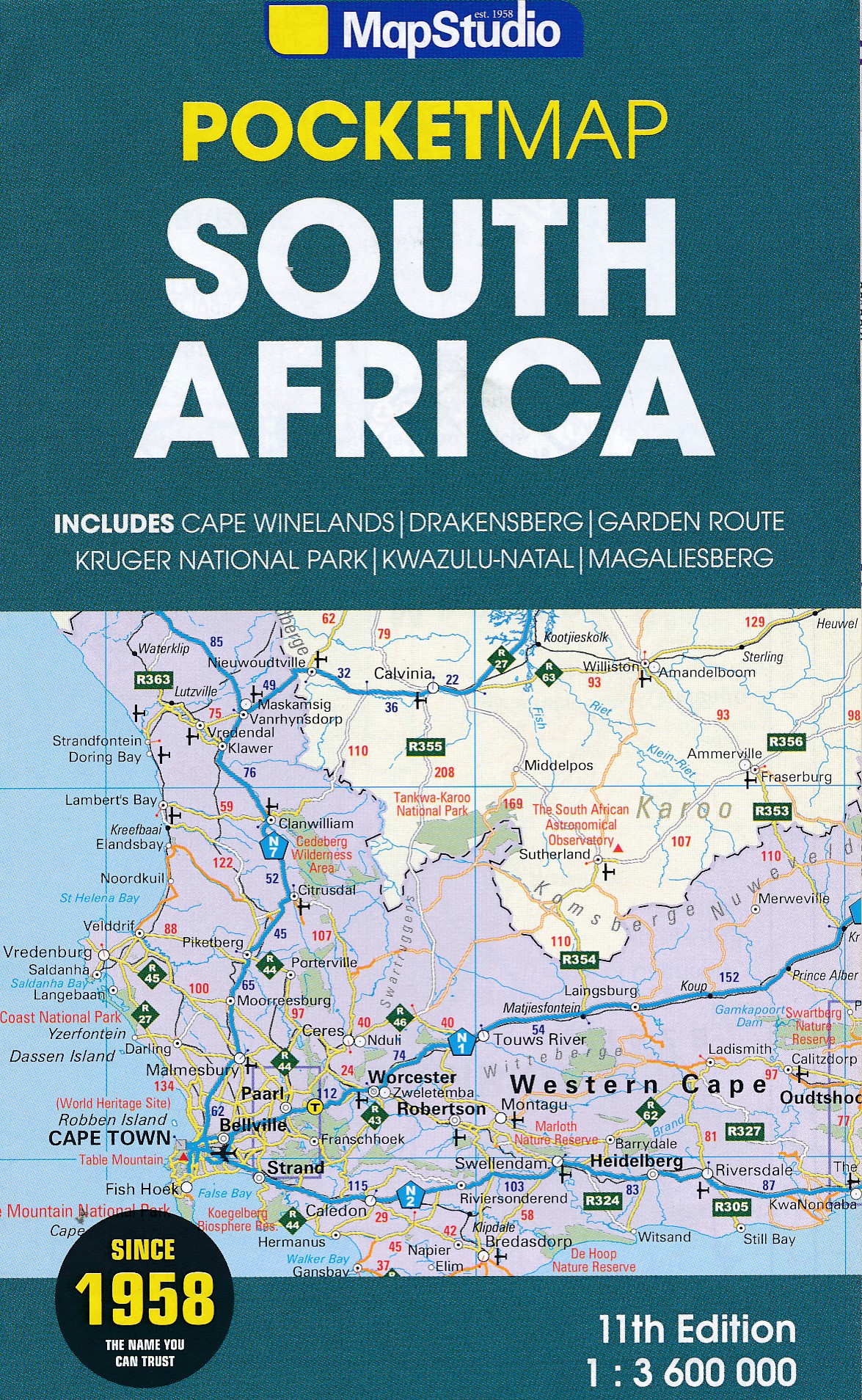 Online bestellen: Wegenkaart - landkaart Pocket map South Africa Zuid Afrika | MapStudio