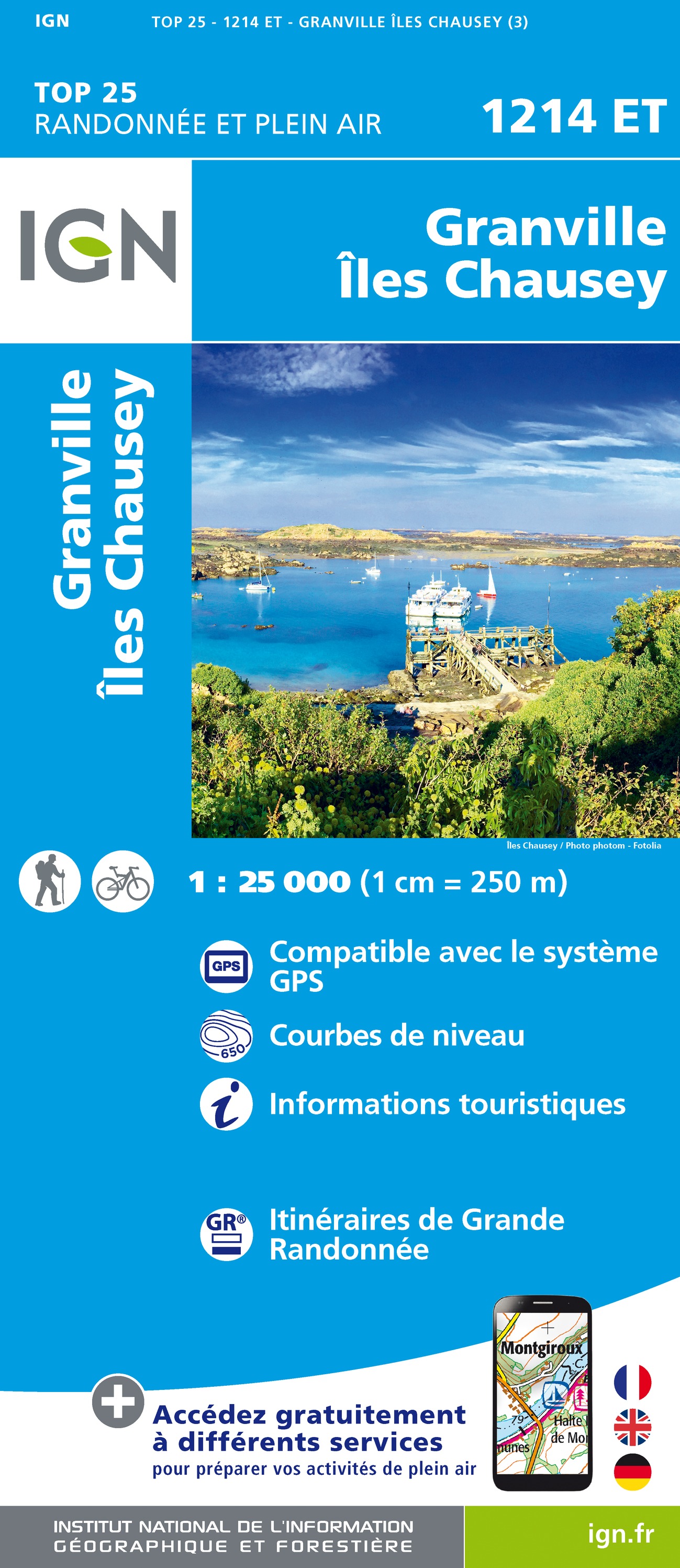 Online bestellen: Wandelkaart - Topografische kaart 1214ET Granville, Coutances, Iles Chausey | IGN - Institut Géographique National