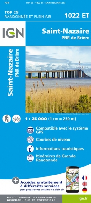 Online bestellen: Wandelkaart - Topografische kaart 1022ET Saint-Nazaire & Parc Naturel Regional de Briere | IGN - Institut Géographique National