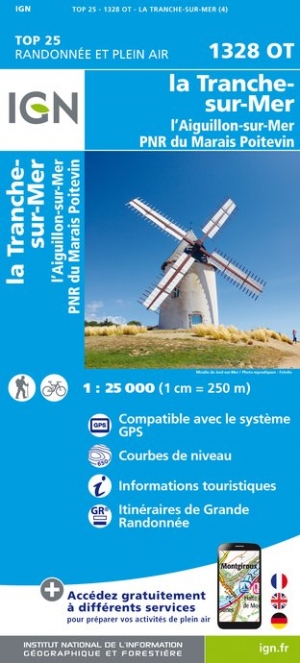 Online bestellen: Wandelkaart - Topografische kaart 1328OT La Tranche-sur-Mer & Laiguillon-sur-Mer | IGN - Institut Géographique National