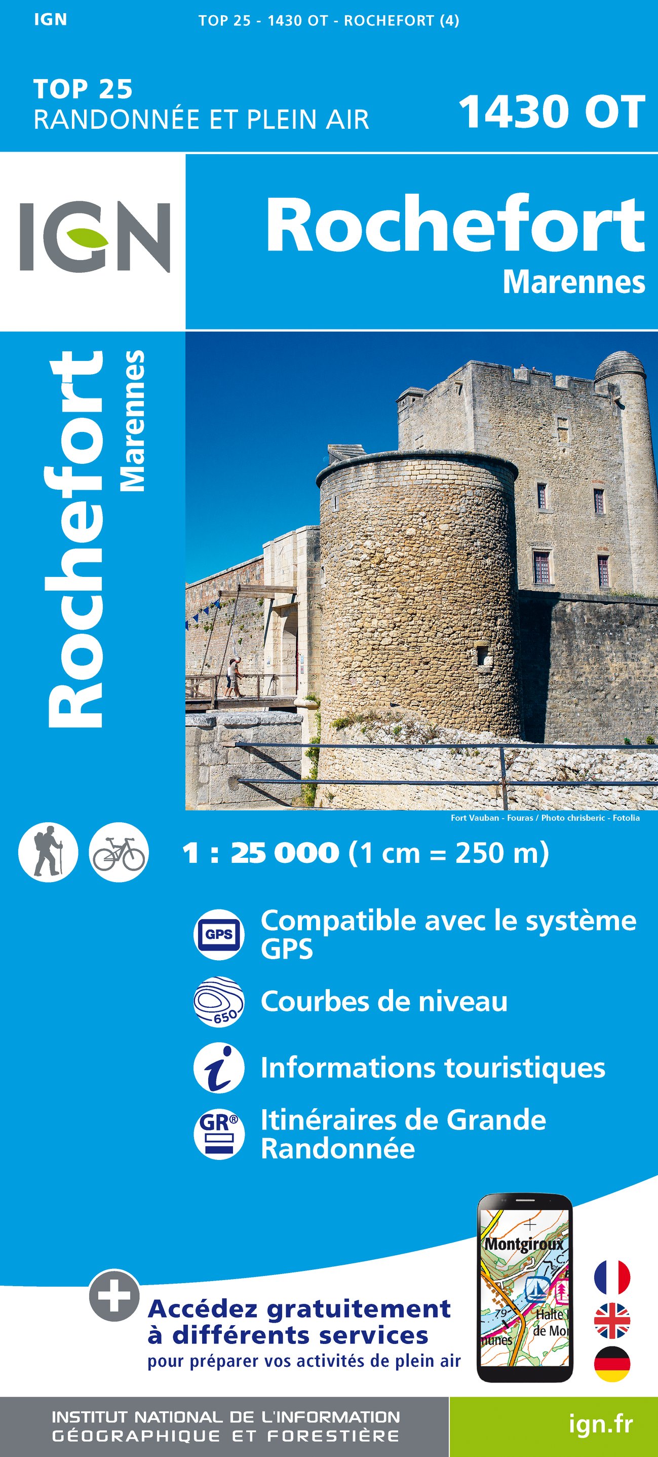Online bestellen: Wandelkaart - Topografische kaart 1430OT Rochefort - Marennes | IGN - Institut Géographique National