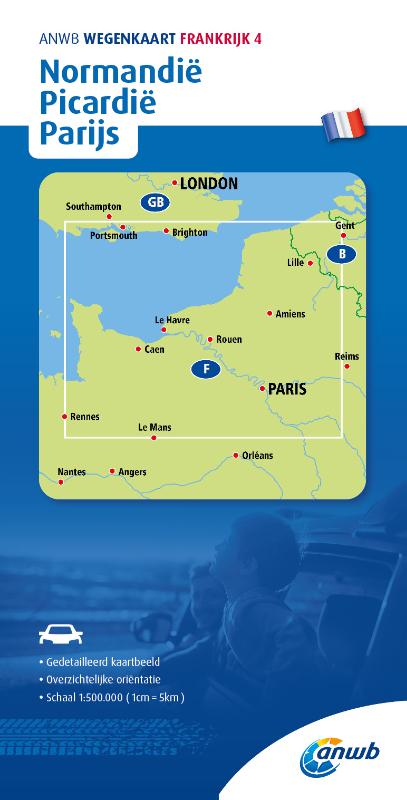 Online bestellen: Wegenkaart - landkaart 4 Normandië - Picardië - Parijs | ANWB Media