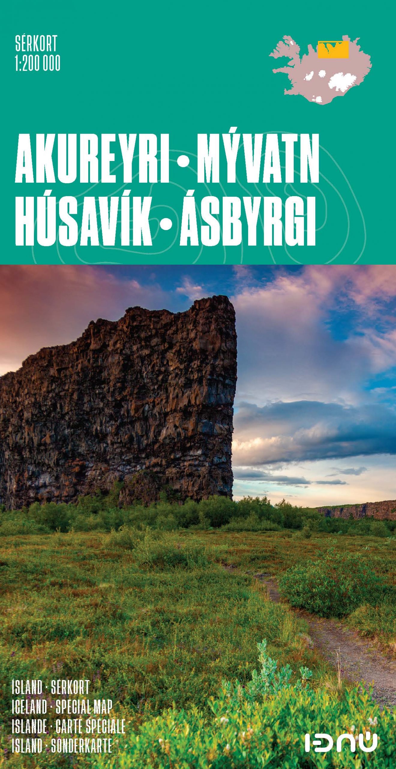Online bestellen: Wegenkaart - landkaart Akureyri - Mývatn - Húsavík - Ásbyrgi | Ferdakort
