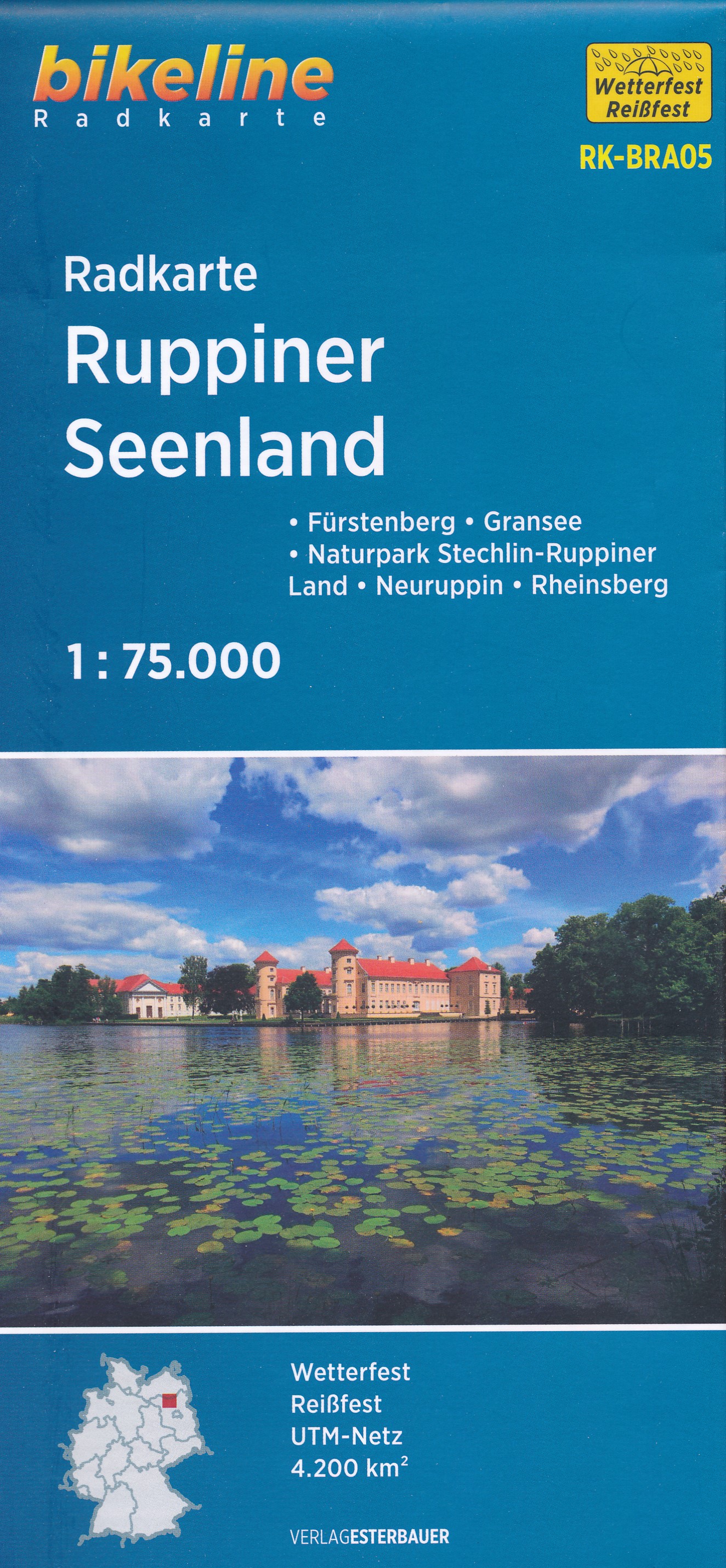 Online bestellen: Fietskaart BRA05 Bikeline Radkarte Ruppiner Seenland | Esterbauer
