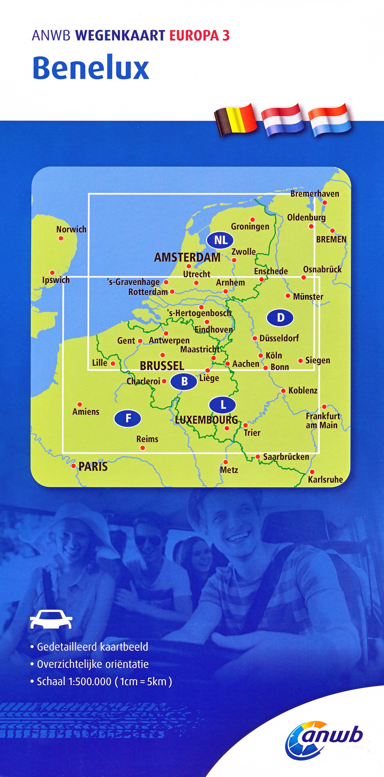 Online bestellen: Wegenkaart - landkaart 3 Benelux | ANWB Media