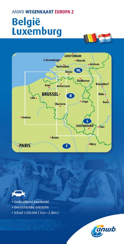 Online bestellen: Wegenkaart - landkaart 2 België en Luxemburg | ANWB Media