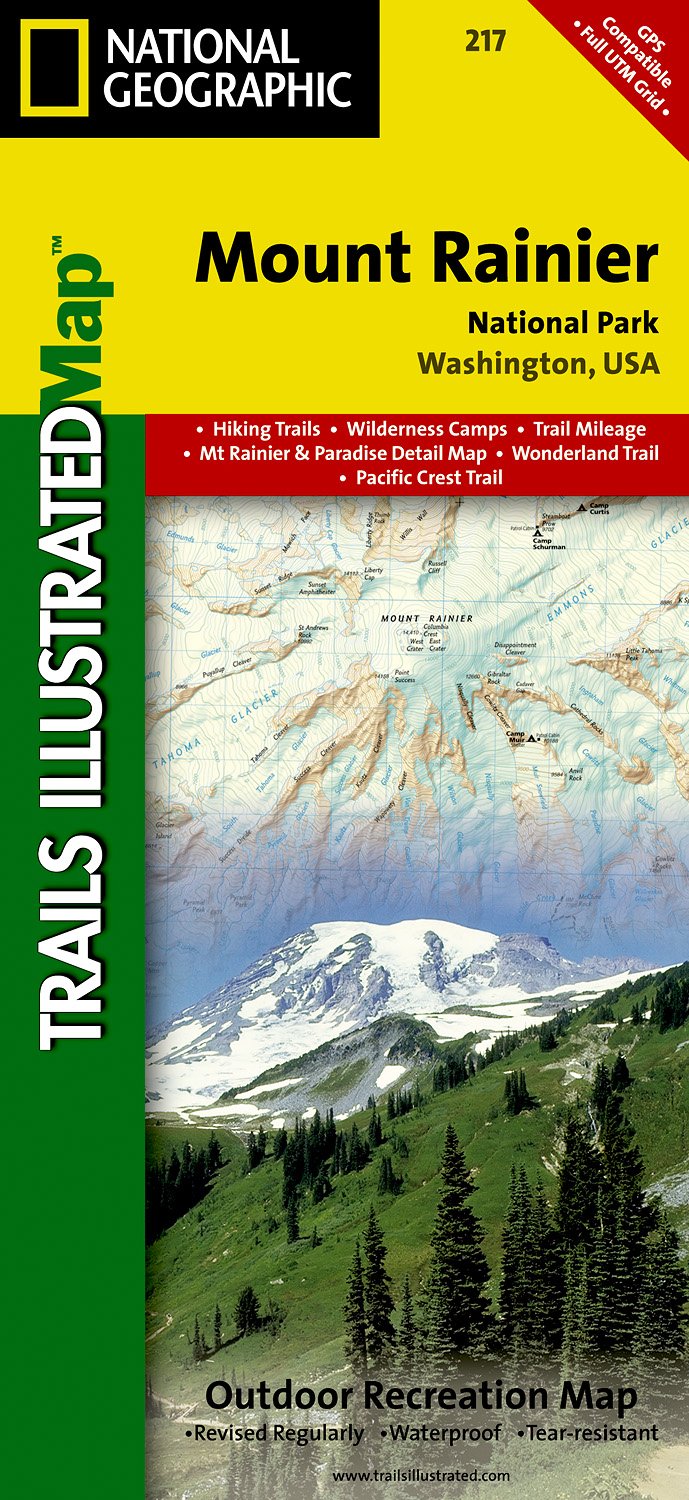 Online bestellen: Wandelkaart - Topografische kaart 217 Mount Rainier National Park | National Geographic