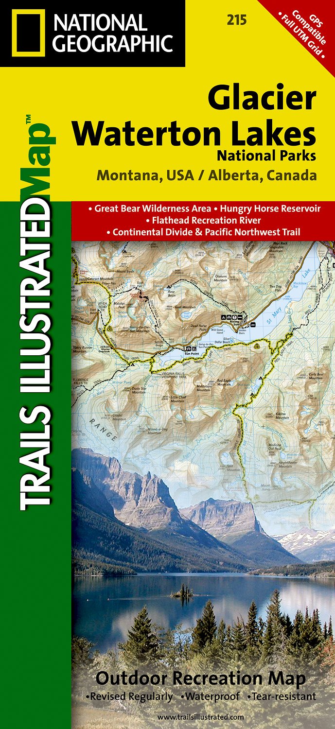 Online bestellen: Wandelkaart - Topografische kaart 215 Glacier - Waterton Lakes National Park | National Geographic