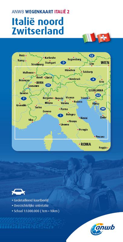 Online bestellen: Wegenkaart - landkaart 2 Italië Noord - Zwitserland | ANWB Media