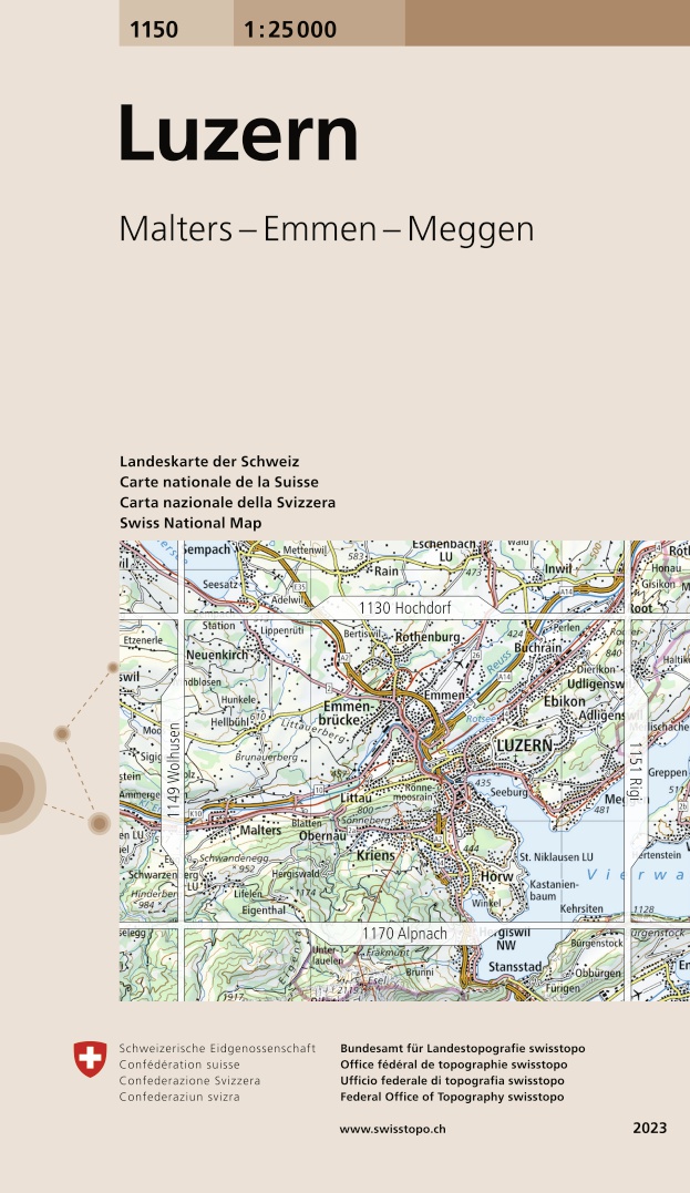 Online bestellen: Wandelkaart - Topografische kaart 1150 Luzern | Swisstopo