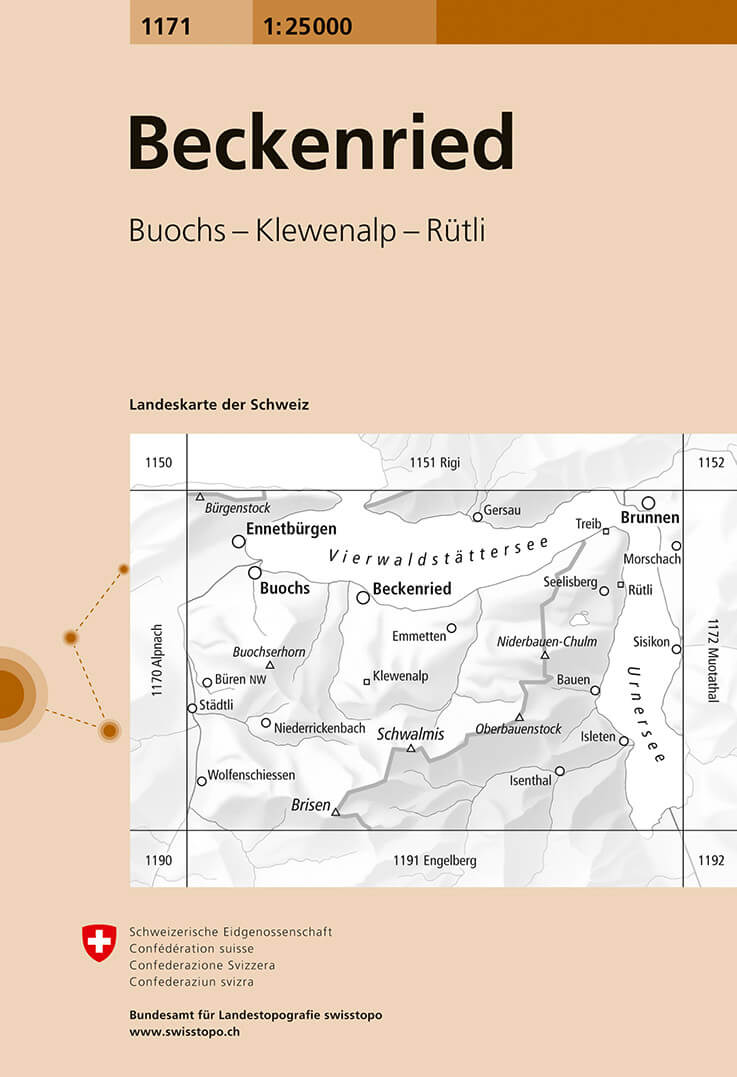 Online bestellen: Wandelkaart - Topografische kaart 1171 Beckenried | Swisstopo