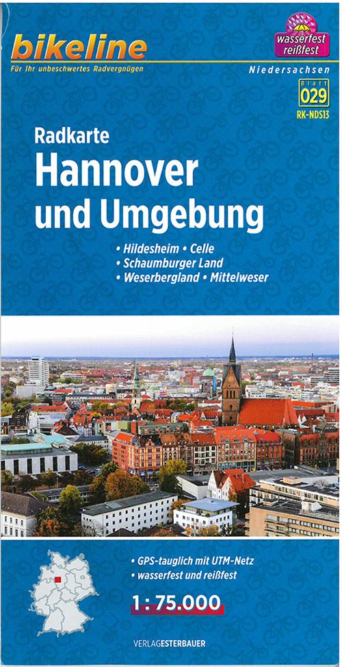 Online bestellen: Fietskaart NDS13 Bikeline Radkarte Hannover und Umgebung | Esterbauer