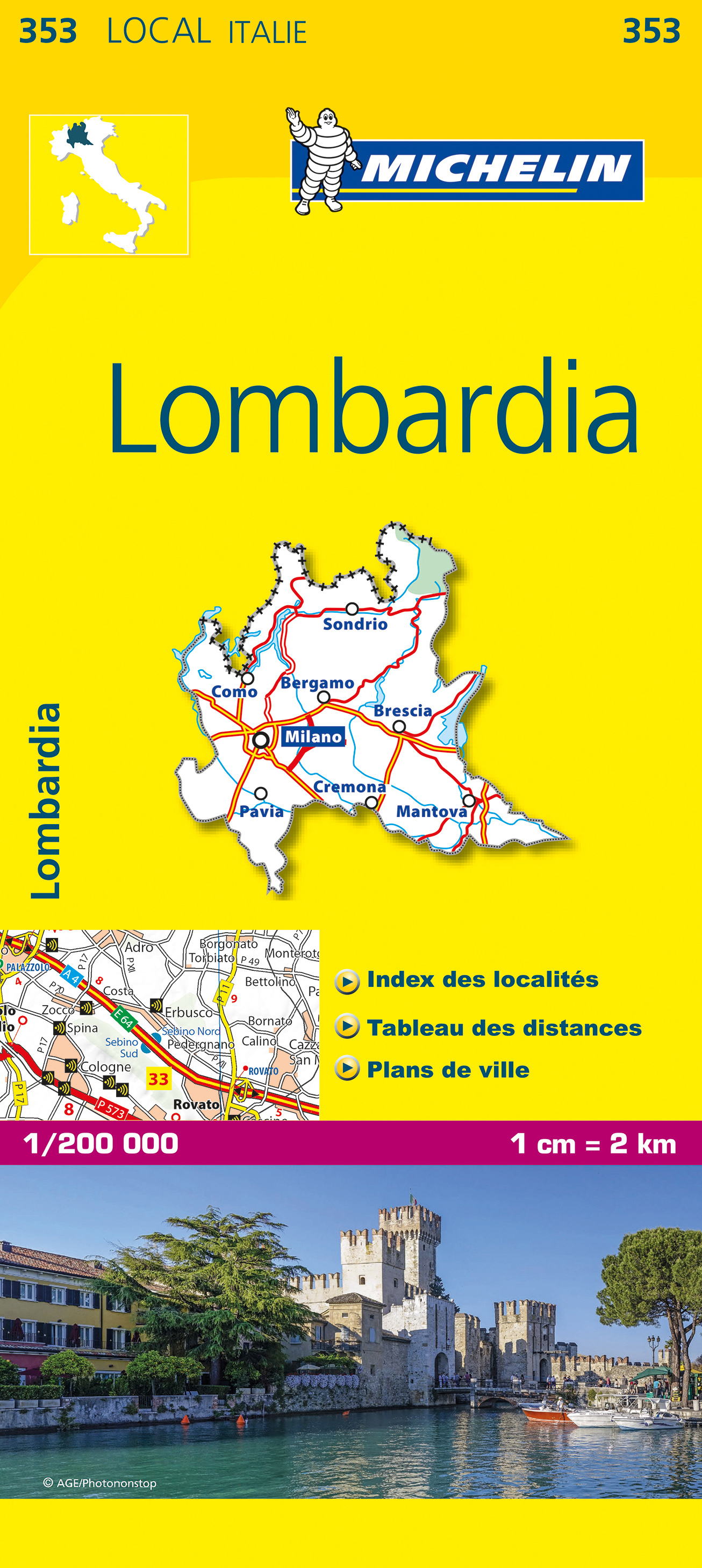 Online bestellen: Wegenkaart - landkaart 353 Lombardije - Lombardia | Michelin