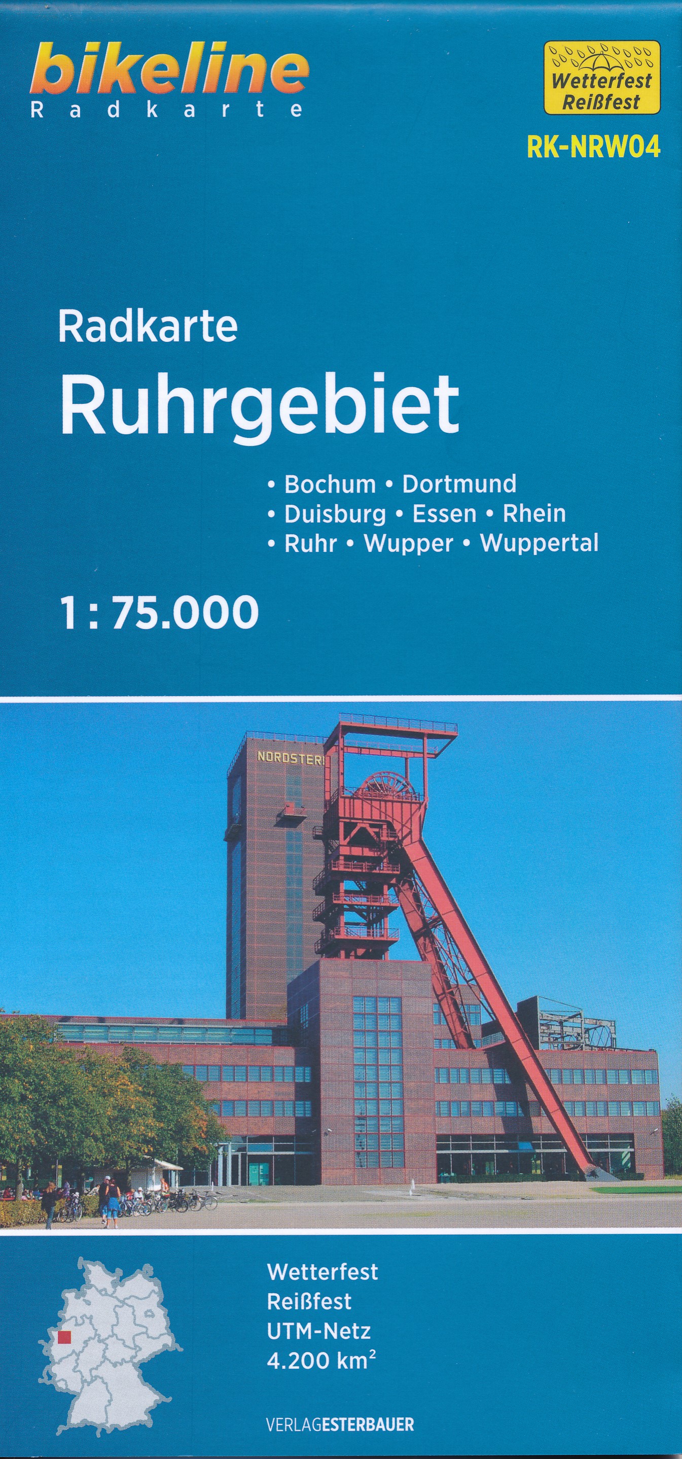 Online bestellen: Fietskaart NRW04 Bikeline Radkarte Ruhrgebiet | Esterbauer