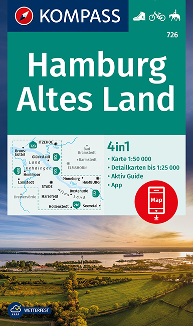 Online bestellen: Wandelkaart 726 Hamburg - Altes Land | Kompass