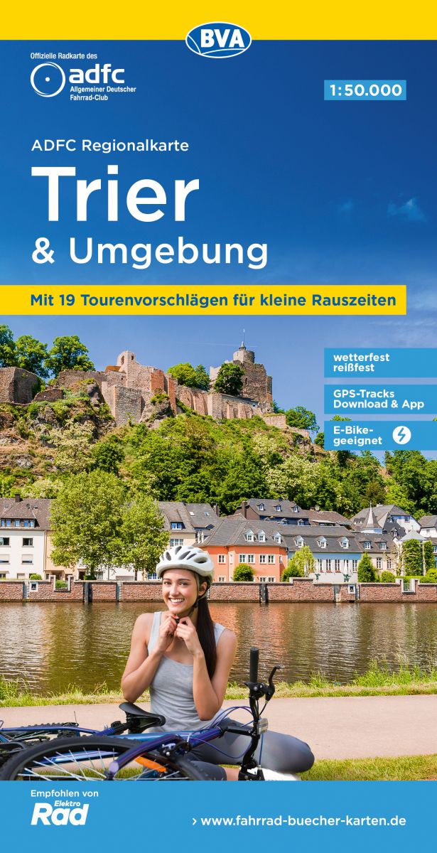 Online bestellen: Fietskaart ADFC Regionalkarte Trier en omgeving | BVA BikeMedia