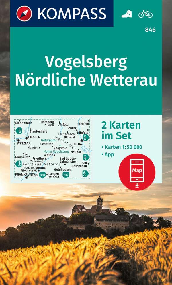 Online bestellen: Wandelkaart 846 Vogelsberg - Nördliche Wetterau - Fulda | Kompass