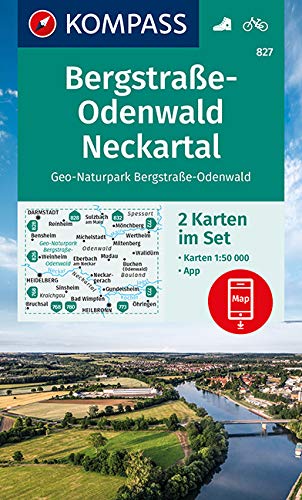 Online bestellen: Wandelkaart 827 Bergstraße-Odenwald - Neckartal | Kompass