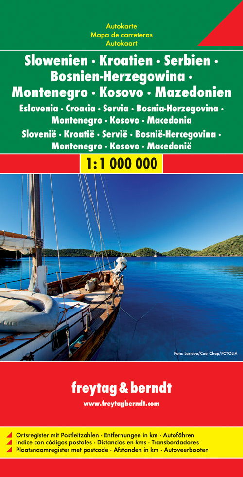 Wegenkaart - landkaart Slovenië - Kroatië - Servië - Bosnië-Hercegovin